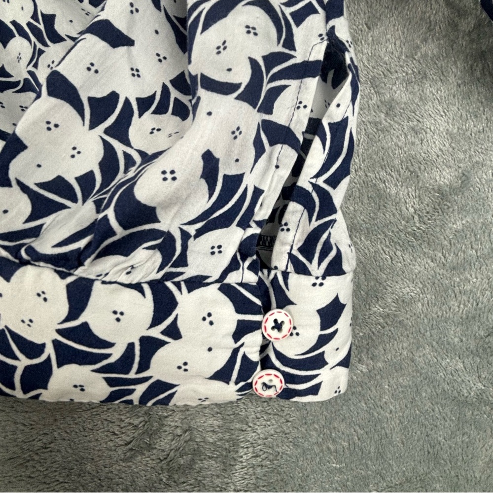 Anthropologie Postmark Top Womens 12 Blue White Floral V-Neck - Picture 6 of 16